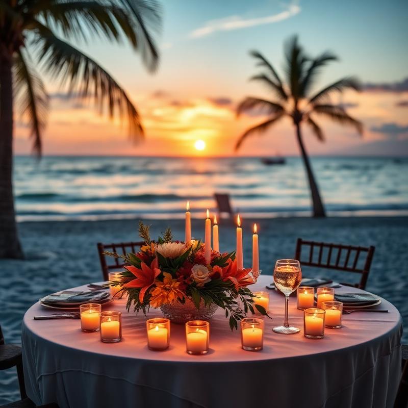 Beachside dinner setup